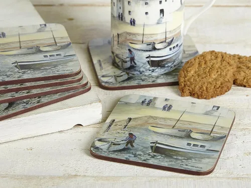 Miniatura 2 de Creative Tops Cornish Harbour - Juego de 6 posavasos con respaldo de corcho, 4.1 x 4.1 in