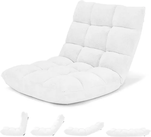 Miniatura 22 de Giantex Silla de suelo con soporte de espalda, 14 posiciones ajustables, cama plegable acolchada, sofá reclinable, sillas de suelo plegables