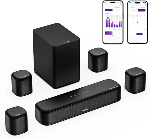 ULTIMEA Barra de sonido de 7.1 canales con Dolby Atmos, sistema de sonido envolvente para TV con 4 altavoces envolventes, barra de sonido para Smart