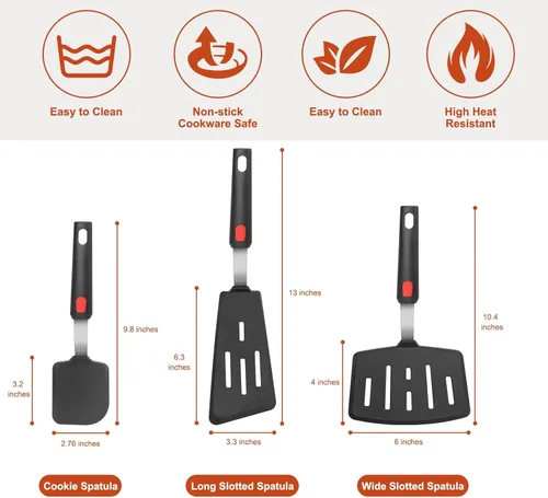 Miniatura 2 de Hotec Espátula de silicona para utensilios de cocina antiadherentes, espátulas de cocina de 600 °F resistentes al calor, espátulas de goma flexible