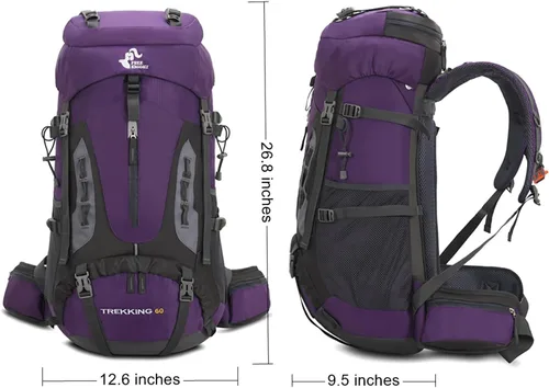 Miniatura 2 de Bseash - Mochila de 60 l para senderismo y campamento con cubierta contra la lluvia, mochila impermeable de gran capacidad para deportes al aire