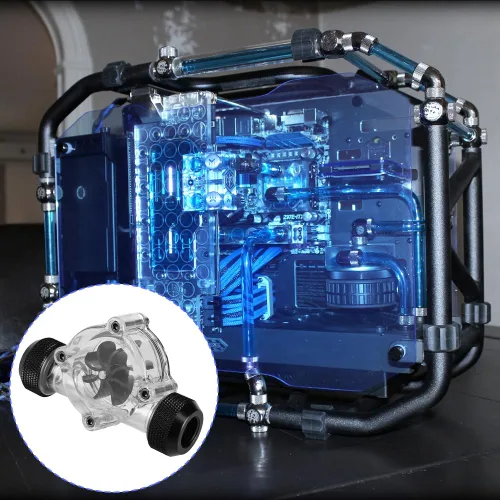 Miniatura 4 de Indicador de flujo de agua Tiiyee, 8 impulsores PC enfriamiento G1/4 medidor roscado Water Cooling Flow Meter Indicatorr for Pc Cooling System