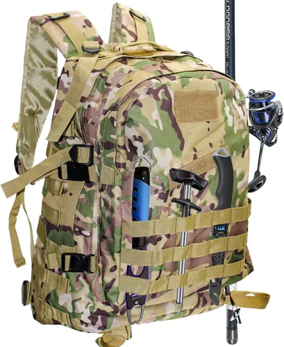 Miniatura 8 de Mochila ligera para aparejos de pesca, resistente al agua, soporte para caña de pescar todo en uno y almacenamiento