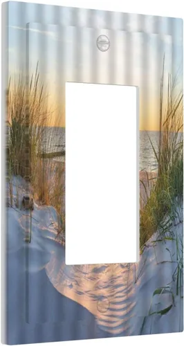 Miniatura 27 de Placa de pared de 1 cuadrilla, diseño de playa, océano, amanecer, mar, atardecer, cubierta de interruptor de luz en blanco, decorativo, sin