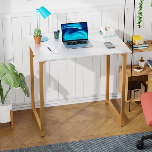 Miniatura 9 de Escritorio de computadora de 32 pulgadas para espacios pequeños, escritorio de oficina en casa, estilo moderno y simple, escritorio de trabajo Negro
