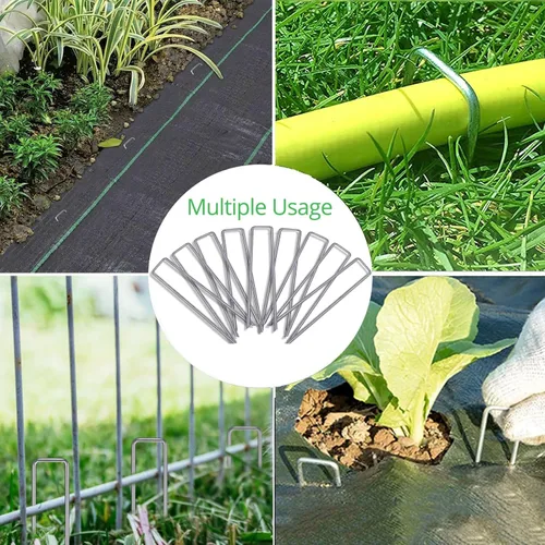Miniatura 5 de Estacas de jardín de 6 pulgadas, grapas de metal para paisaje, estacas de calibre 11, estacas de acero galvanizado, grapas de seguridad para barrera
