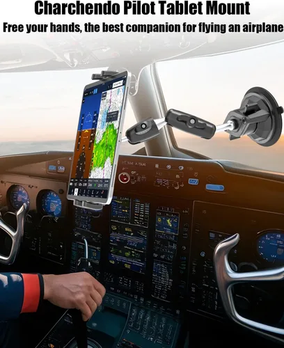 Miniatura 2 de Charchendo Pilot Tablet Mount [Upgraded Multi-Angle Adjustable Metal Arm], Aviation Cockpit Tablet Holder with Super Suction Cup, Fits iPad Pro