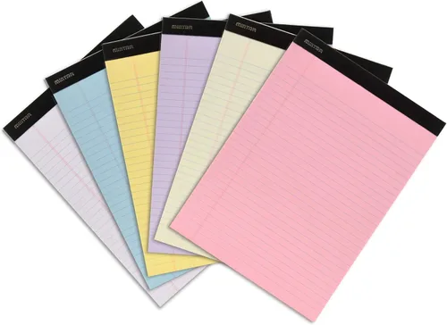 Mintra Office - Blocs de notas tamaño legal, ((Versión básica 6pk - (Versión en colores pastel #2), 8.5 x 11 pulgadas, renglones anchos)) Pastel v2