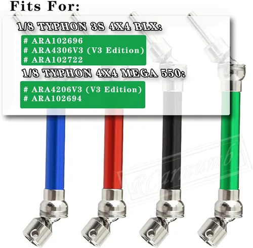 Miniatura 2 de Rc Eje de transmisión CVD Actualizaciones para 1/8 Arrm a Typhon 4x4 3s Blx, 1/8 Typhon 550 Mega 4x4,4pcs Piezas de mejoras de ejes traseros Negro