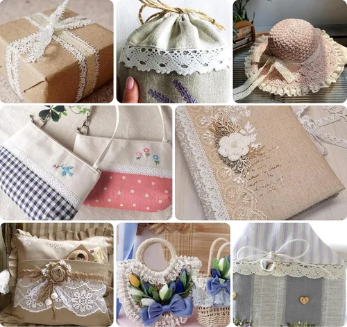Miniatura 9 de ilauke Cinta de encaje blanco de 82 yardas, 15 rollos de adornos de encaje vintage con varios patrones de ganchillo y costura, diseños florales