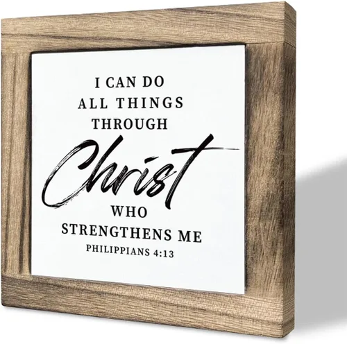 Miniatura 11 de Letrero inspirador, caja de madera con placas de escritorio, letrero cristiano, letrero de mesa de madera, decoración de mesa religiosa