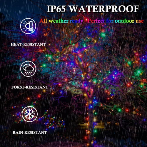 Miniatura 4 de Paquete de 4 tiras de luces solares mejoradas para exteriores, 400 luces LED de 132 pies para exteriores con 8 modos, IP65 impermeables para Luces