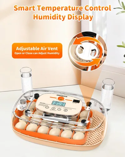 Miniatura 4 de Incubadora de huevos para 24 huevos de gallina con girador automático, control digital de temperatura y pantalla de humedad, vela, criador de aves