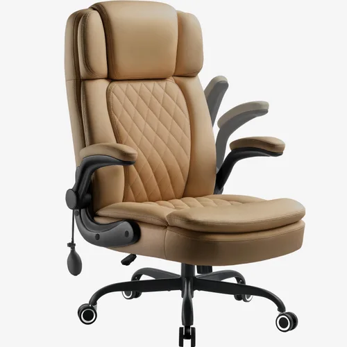 Miniatura 8 de Silla de oficina ejecutiva grande y alta de 450 LBS con brazo abatible, silla de escritorio de computadora de cuero PU resistente, cómoda silla Negro