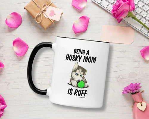 Miniatura 2 de Casitika Taza Husky Mom. Taza de Husky Siberiano de 11 onzas. Ser una mamá husky es Ruff. Idea de regalo para los amantes de los perros.