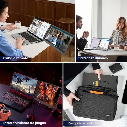 Miniatura 7 de CIDETTY Extensor de pantalla para portátil de 0.27 pulgadas, ultrafino, monitor portátil dual de 14 pulgadas FHD 1080P IPS, USB-C/HDMI Plug & Play