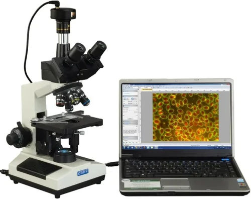 Miniatura 6 de OMAX - Microscopio LED trinocular de laboratorio digital de tamaño grande de aumento de 40 veces a 2500 veces, con cámara digital USB de 10MP