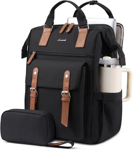 Miniatura 15 de LOVEVOOK - Mochila para laptop de mujer, bolsa de trabajo, viaje, computadora, mochila para maestra o enfermera, bolsa para libros, beige verde