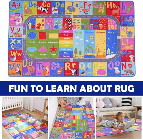 Miniatura 4 de Alfombra para Niños para Sala de Juegos, Aula, Alfombras de Juego del Alfabeto ABC y Números para Niños Pequeños, Tapete de Piso Educativo de 4x6