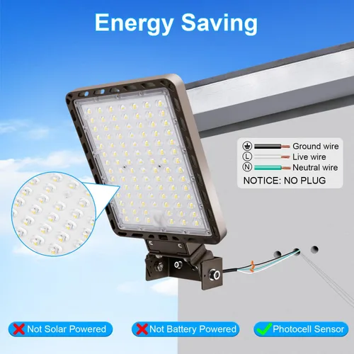 Miniatura 4 de 240 W LED estacionamiento luz muñón montaje atardecer a amanecer 5000K LED estacionamiento luces al aire libre área comercial seguridad IP65