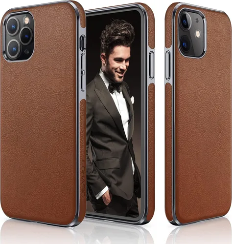 Miniatura 9 de LOHASIC Funda para iPhone 12/12 Pro para hombre, cuero de lujo, delgada, clásica, agarre suave, a prueba de golpes, protección de cuerpo completo