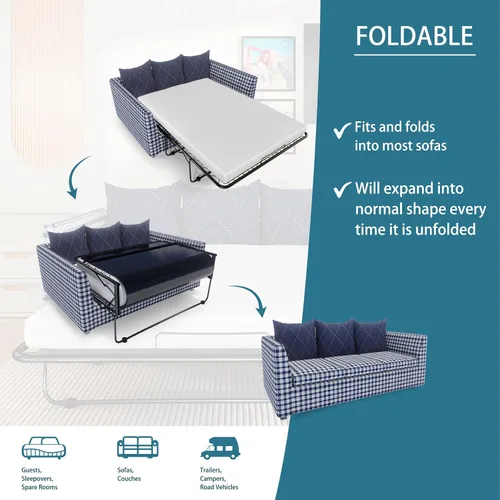 Miniatura 6 de Colchón de repuesto de espuma viscoelástica de 4.5 pulgadas para sofá cama de tamaño matrimonial, certificado Oeko-TEX, funda lavable