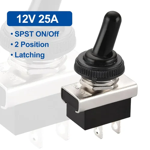 Miniatura 2 de Baomain, interruptor de conmutación SPST con apagado-encendido, 2 clavijas, 12 V 25 A con cubierta impermeable para auto