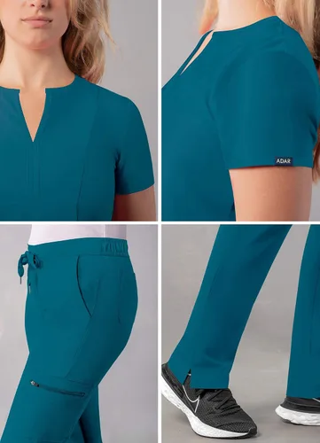 Miniatura 4 de Adar Addition Go-Higher - Juego de uniforme quirúrgico para mujer, camiseta con muescas y cuello en V, pantalones cargo quirúrgicos y ajustados