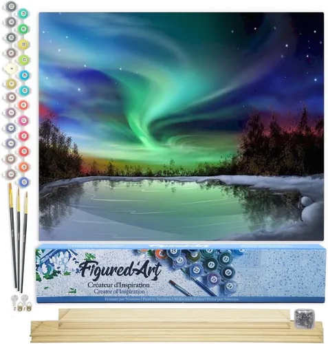 Miniatura 77 de Figured'Art - Juego de pintura por números, lienzo enrollado sin marco, para manualidades, para adultos, 16 x 20 pulgadas, jarrón de peonías