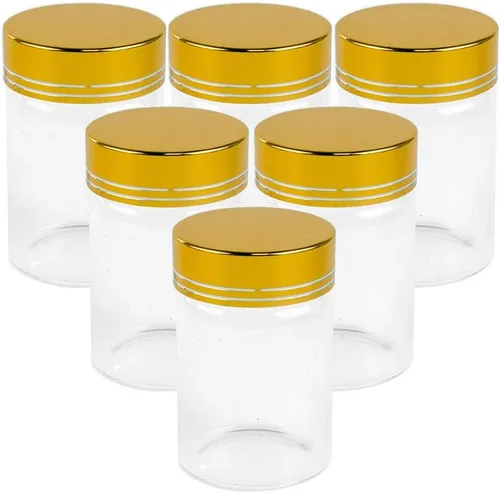 Miniatura 13 de Botella de vidrio transparente de 5.1 fl oz con tapa de aluminio plateado, 6 unidades, adecuada para recepción de cocina, azafrán, té, Plata