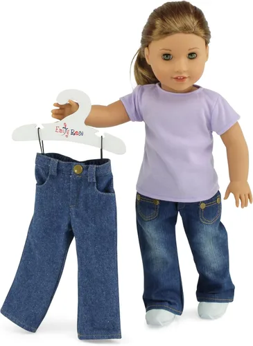 Miniatura 5 de Emily Rose Perchas de ropa para muñecas de 18 pulgadas, paquete de 5 unidades, color blanco, organizador de almacenamiento de armario compatible