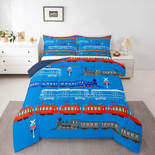 Miniatura 32 de Feelyou Juego de edredón de coche de dibujos animados para niños, edredón de construcción para niños, juego de ropa de cama de camiones y equipos