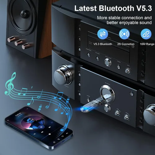 Miniatura 5 de Kit de coche USB a Bluetooth - Adaptador de audio inalámbrico para estéreo del hogar y del automóvil, soporta conversaciones manos libres
