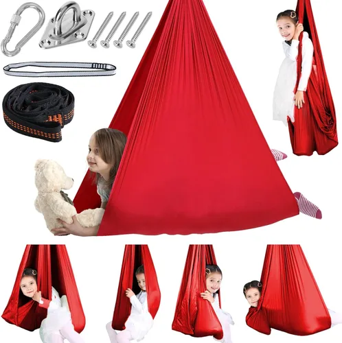 Miniatura 11 de Chihee Columpio Sensorial Terapéutico Hamaca para Interiores y Exteriores para Niños, Herrajes Incluidos, Columpio Suave y Transpirable de Nailon