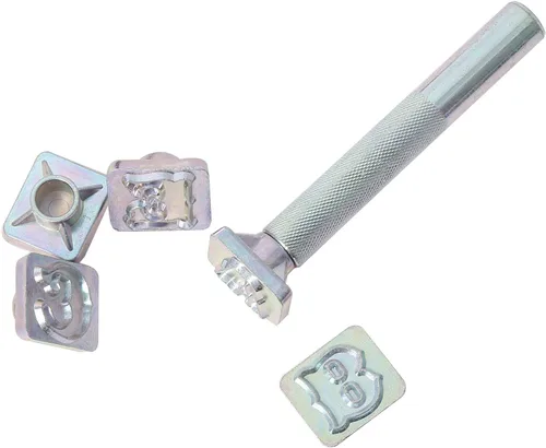 Miniatura 8 de Kit de 27 piezas de punzón estándar de cuero del alfabeto, 26 sellos del alfabeto de 3/4 pulgadas (0.748 in) y 1 mango de estampado