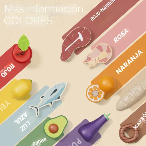 Miniatura 4 de Lehoo Castle - Juego de comida de madera, alimentos de juguete para niños pequeños, accesorios de cocina de simulación, frutas y verduras de corte