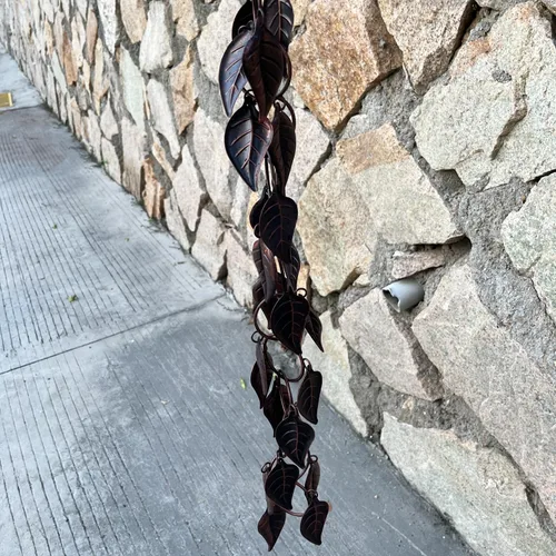 Miniatura 6 de Cadena de lluvia de 8.5 pies, cadenas de lluvia de hojas para canaletas y bajantes, cadenas de lluvia decorativas para exteriores, cadena captadora