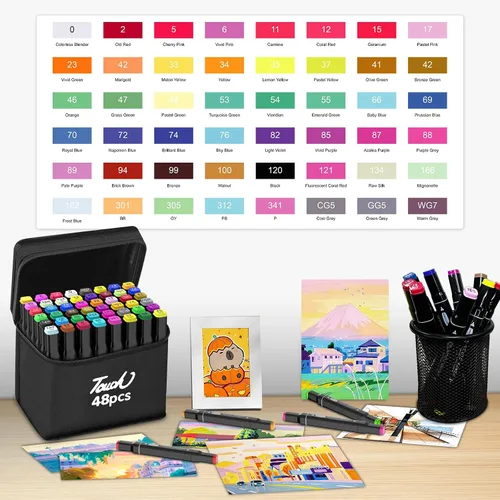 Miniatura 3 de HOMESILMO - Juego de bolígrafos de alcohol de 48 colores, bolígrafo de alcohol para adultos de doble punta, suministros de arte de bocetos mixtos