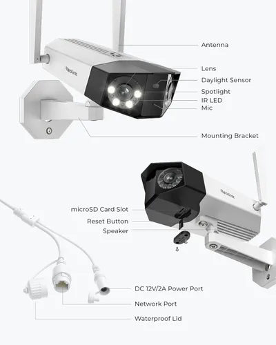 Miniatura 9 de Cámara de seguridad REOLINK WiFi de 16MP para exteriores, ángulo ultra amplio de 180°, Duo 3 WiFi, Wi-Fi 6 de 2.4/5GHz, detección inteligente