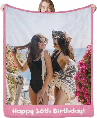 D-Story Manta personalizada con texto fotográfico, manta de franela personalizada para Navidad, cumpleaños, San Valentín, para parejas, familiares,