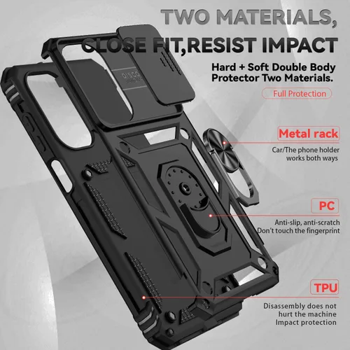 Miniatura 5 de Funda para Galaxy A26 con cubierta para lente de cámara, protector de pantalla HD, protección contra caídas de grado militar, soporte de anillo