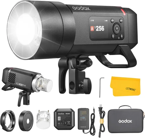 GODOX AD400 Pro II AD400Pro II Flash para exteriores Estroboscópico, 400Ws 2.4G TTL Flash estroboscópico HSS 1/8000s, Batería 21.6V/2600mAh, 460