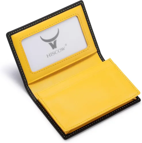 Miniatura 35 de Funda de piel para tarjetas de visita para hombres y mujeres, piel de becerro italiana Café