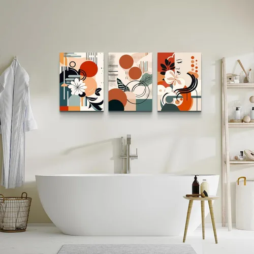Miniatura 6 de MHARTK66 Lienzo decorativo para pared para dormitorio y sala de estar, pintura de pared de flores boho y vintage, arte abstracto, listo para colgar