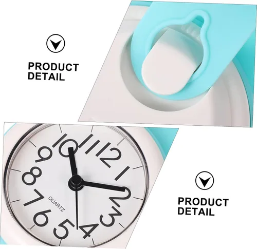 Miniatura 4 de Cabilock Reloj de pared con ventosa para baño, cocina, fácil instalación, gancho de ventosa, mango curvado para uso versátil, marcas de movimiento