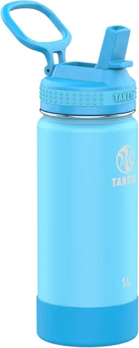 Miniatura 15 de Takeya Actives Kids - Botella de agua que brilla en la oscuridad con tapa con popote, botella de acero inoxidable con tapa sin BPA, reutilizable