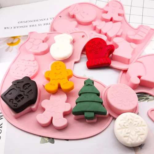 Miniatura 2 de Paquete de 3 moldes de silicona para chocolate de Navidad, molde de hornear de Navidad, copo de nieve, árbol de Navidad, muñeco de nieve, hombre