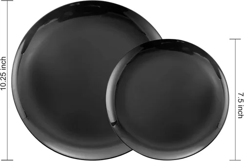 Miniatura 2 de PULOTE 100 piezas de platos de plástico negro desechables - Premium resistente 50 platos negros para cena, 50 platos para postre/ensalada - Ideal