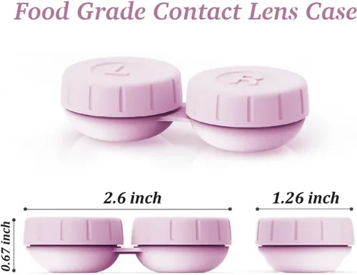 Miniatura 2 de Vastsoon 3 piezas de accesorios de limpieza de lentes de contacto, reemplazo portátil de la funda para lentes de contacto (rosa)