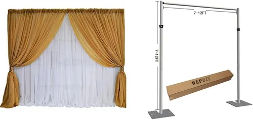Miniatura 9 de Soporte Portátil de Pipe and Drape con Base Resistente para Telón de Fondo, Marco de Metal ADJ y Base de Metal Pesado para Bodas, Fiestas